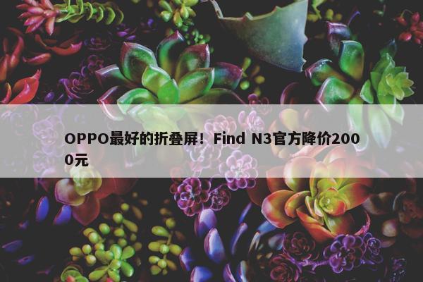 OPPO最好的折叠屏！Find N3官方降价2000元