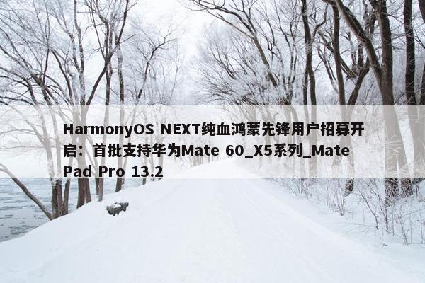 HarmonyOS NEXT纯血鸿蒙先锋用户招募开启：首批支持华为Mate 60_X5系列_MatePad Pro 13.2