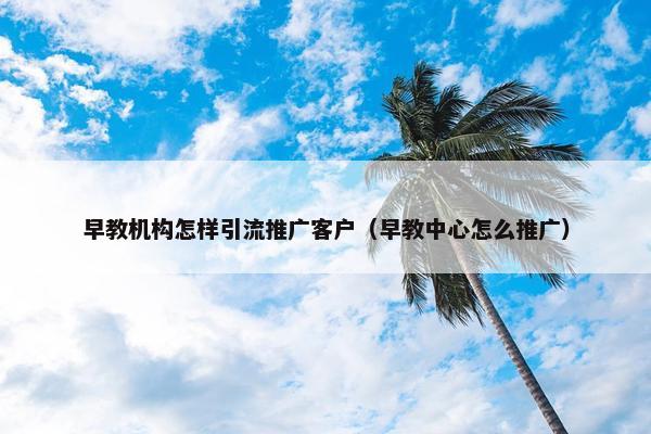 早教机构怎样引流推广客户（早教中心怎么推广）