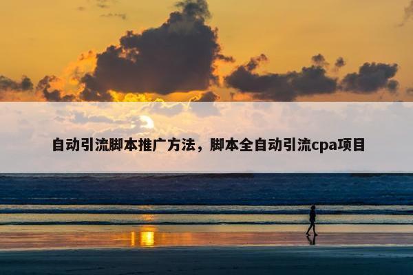 自动引流脚本推广方法，脚本全自动引流cpa项目